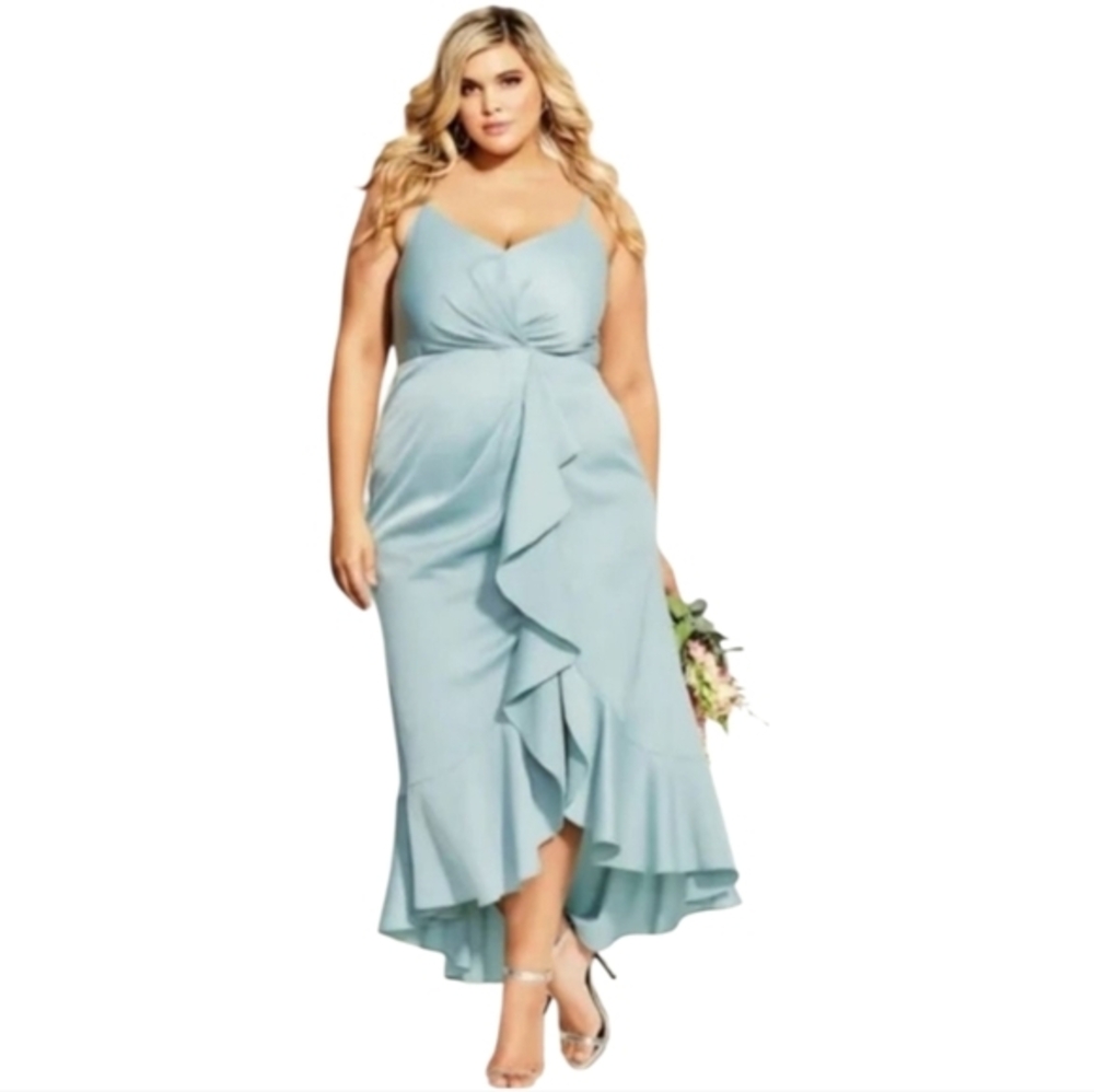 City chic passion seafoam green ruffled maxi dress plus size 24 new!!
